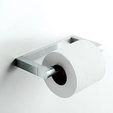 Modern square bathroom toilet tissue paper roll holder chrome & towel ring set. Vipp 3 Toilet Roll Holder