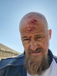 Motorcyclist hit by turkey vulture in desert