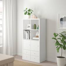 Kallax Etagere Avec 4 Accessoires Blanc 77x147 Cm Ikea In 2020 Kallax Shelving Unit Kallax Shelf Unit Ikea Kallax Shelf