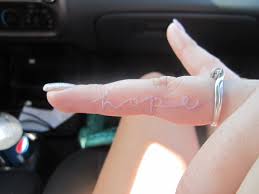 Hope White Ink Tattoo On Finger White Finger Tattoos White Tattoo White Ink Tattoo