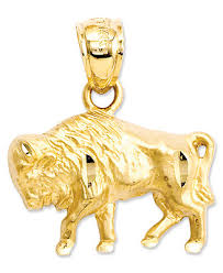 Macy S 14k Gold Charm Diamond Cut Buffalo Charm Reviews Jewelry Watches Macy S