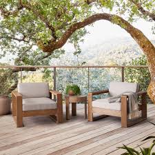 Outdoor chairs + chaise loungers. Portside Outdoor Lounge Chairs Round Concrete Side Table Set