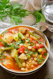 This Light And Healthy Summer Vegetable Soup Is Packed With Juicy Tomatoes S Soup Recipes Healthy Vegetarian Vegetarian Recipes Healthy Vegetable Soup Recipes