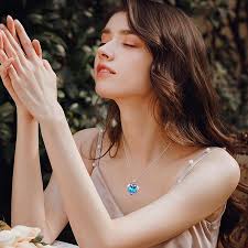 Dolphin Necklace for Women S925 Sterling Silver with Blue Crystal Ocean  Cute Ani