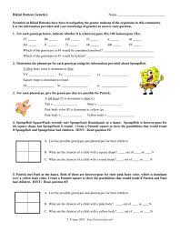 Look at question #2 for genotypes) practice a punnett square to . Sponge Bob Genetics Punnett Square Practice Worksheet