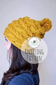 Pdf Pattern Cable Knit Slouchy Beanie Knitting Pattern Etsy Slouchy Beanie Knit Pattern Designer Knitting Patterns Knit Headband Pattern