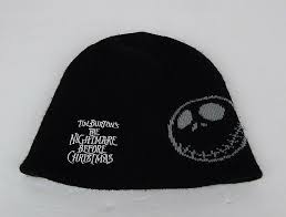 Nightmare Before Christmas Beanie Hat Disney Tim Burton S Nbc Ski Black Gray Ebay Christmas Beanie Beanie Hats Tim Burton