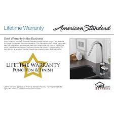 Also know, which faucets have lifetime warranty? American Standard 4205 000 021 Bone Reliant Plus Kitchen Faucet Faucetdirect Com