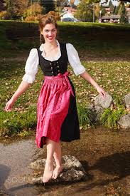 Happy Beautiful Woman In A Dirndl Beautiful Young Lady Dirndl Womens Fashion Modest