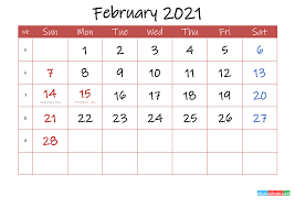 Printable February 2021 Calendar With Holidays Template Ink21m26 Practical, versatile and customizable february 2021 calendar templates.