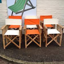 Directors Chairs In Cream And Orange Canvas Directors Chair Outdoor Furniture Sets Folding Garden Chairs
