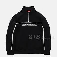 Big logo paneled zip up hooded sweatshirt. Supreme 2 Tone Half Zip Sweatshirt Ug Shaft