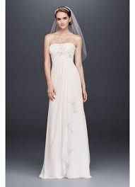 Are you looking for acceptable price of david's bridal wedding dress: Draped Chiffon Sheath Wedding Dress With Beading David S Bridal
