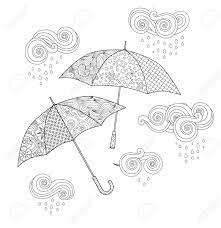 Seagulls fly in the sky, and a starfish makes an appearance. Umbrella In Doodle Style Isolated On White Coloring Book Page For Adult Royalty Free Cliparts Vectors And Stock Illustration Image 136333554