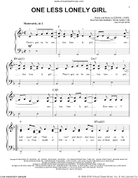 Check spelling or type a new query. Bieber One Less Lonely Girl Sheet Music For Piano Solo Pdf