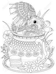 Coloring page squirrel illustrations & vectors. Adult Coloring Page Adorable Squirrel In A Teapot Royalty Free Cliparts Vectors And Stock Illustration Image 56914073