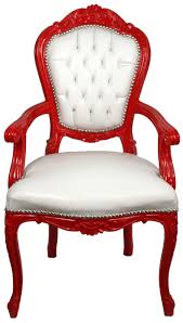 Bequeme und optisch ansprechende stühle gehören zur. Casa Padrino Luxus Barock Esszimmer Stuhl Mit Armlehnen Weiss Rot Handgefertigter Kuchen Stuhl Mit Edlem Kunstleder Barock Esszimmer Mobel