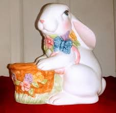 Vintage Ceramic Bunny With Basket