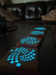 This easy guide explains how to make glow in the dark resin epoxy with photo luminescent powder. Glow In The Dark Iota Coasters I Made Those From Walnut Epoxy Resin And Glow In The Dark Pigment The Logo Is F Epoxy Resin Clear Epoxy Resin Glow In The