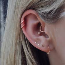 Stunning Rose Gold Work By Htcmarilyn From Htcofuptown Cleaned Healed With Neilmed Piercing Afterca Earings Piercings Cute Piercings Ear Piercings