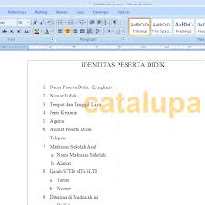 Catalupa Membuat Biodata Siswa Dengan Mail Merge