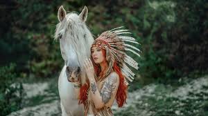 Long hair signaled whether people were civilized, or sadly, in the minds of teachers and bureaucrats, remained 'blanket' indians, he said, using a disparaging term for native peoples who retained. Wallpaper Model Portrait Redhead Long Hair Looking Away Brown Eyes Feathers Indian Hat Native American Clothing Headdress Crop Top Tattoo Inked Girls Women With Horse Animals Depth Of Field Women Outdoors