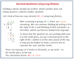 dividing numbers that result in decimals