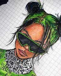 Billieeilish Billieeilish Art Drawing Sketch L4l F4f Billie Chains Green Neon Glasses Billie Billie Eilish Drawings