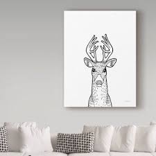 Black And White Deer Canvas Trademark Fine Art Forest Friends Iii Black And White Deer Canvas Art Textured Canvas Art Canvas Art