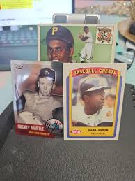 Baseball Legends 3 Card Lot. Clemente, Aaron, Mantle. All Gem 10 Near Mint  🔥