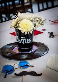 Table 65th Birthday Party Ideas For Mom Centerpiece Idea I Created For My Dad S Party Beatles Birthday Beatles Party Decorations Beatles Themed Party
