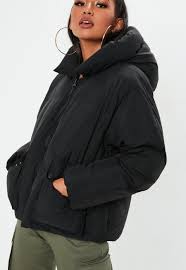 Black Hooded Ultimate Puffer Jacket Missguided Black Puffer Jacket Puffer Jacket Outfit Jackets