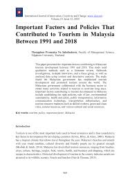 Issued to a person with. Pdf Important Factors And Policies That Contributed To Tourism In Malaysia Between 1991 And 2018
