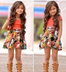 2015 Fashion Baby Kids Girls Dress Tops Shirt Skirt Flower 2 Pieces Outfits 2 8y Dresses Kids Girl Little Girl Fashion Little Girl Outfits