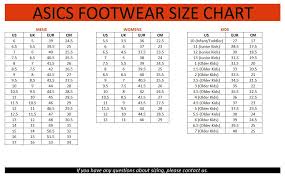 Asics Shoe Size Chart