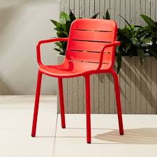 Shop Gina Outdoor Red Chair Easy Care Outdoor Armchair Spiffs Up With A Sophisticated New Silhouett Modern Outdoor Chairs Modern Outdoor Dining Outdoor Chairs