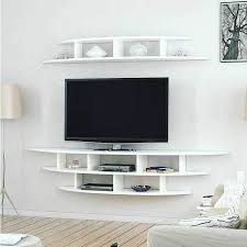 Set against white painted wall surfaces as well as a dark flooring, the tv unit comes to be the prime focus. White Wall Mounted Tv Stand