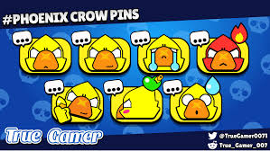Pin system now allows configuring 5 pin slots for each brawler. True Gamer 007 On Twitter Brawlstars Brawlerpins Phoenixcrow Let S Settle This Beef Phoenix Crow Pins Skin Count 90 108