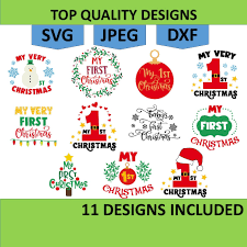 Baby's First Christmas Svg Bundle, Baby 1st Christmas Ornament Svg, My  First Christmas Baby Ornament Svg, Png Clipart Cut File for Cricut