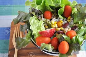 Here are 10 salad recipes that are filling and hearty enough to be eaten as a meal but could also be a side dish. Big Bowl Of Healthy Salad Put On Wooden Board Stock Photo Picture And Royalty Free Image Image 47669625