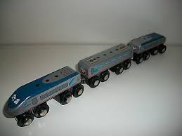 Lionel Acela Express Amtrak Wooden Train 3 Piece Set Brio Thomas Compatible Used Wooden Train Acela Amtrak