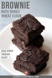 Brownie With Whole Wheat Flour Chocolate Brownie Recipe Eggless Brownie Recipe Dessert Recipes Easy