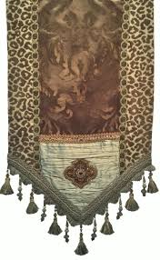 This Chocolate Velvet And Spa Green Leopard Table Runner With Beads And Tassel Fringe Is Both Fun And Elegant Table Runners Green Table Runner Green Table