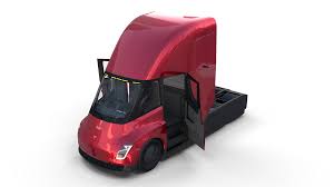 Tesla Semi Truck With Interior And Trailer Red Tesla Semi Truck Semi Trucks Tesla
