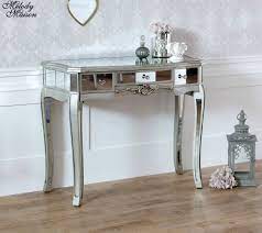 This superb display table boasts quality bevelled mirror panels and would look fabulous as a display console or luxurious dressing table. Mirrored Dressing Table Tiffany Range Dressing Mirror Vintage Bedroom Styles Shabby Vintage