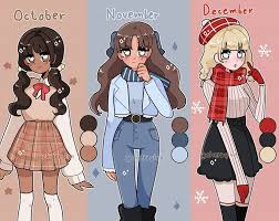 This winter edition batch is th. Cherryly X On Instagram Months As Girls Pt 3 I Really Can T Think Of Great Winter Au Girls Cartoon Art Drawing Anime Clothes Cute Kawaii Drawings