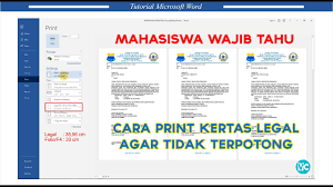 Cara Print Kertas Legal Agar Tidak Terpotong Tutorial Office Word Youtube