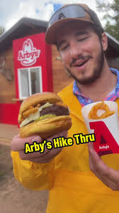 Trying Arby’s Big Game Burger at the most remote @Arbys location yet! Worth  the 4 mile hike in the Rocky Mountains 🏔️ #ArbysPartner #ArbysHikeThru