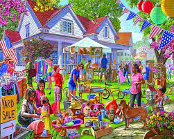 You may be interested in buying a cheap jigsaw puzzle for your child. Yard Sale 1000 Piece Jigsaw Puzzle White Mountain Puzzles