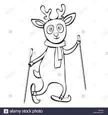 Malte Nett Lustig Hirsche In Der Schal Reiten Skifahren Lineare Hand Zeichnen Zeichentrickfigur Vector Schwarz Weiss Illustration Farbung Skizze Silhouette Stock Vektorgrafik Alamy